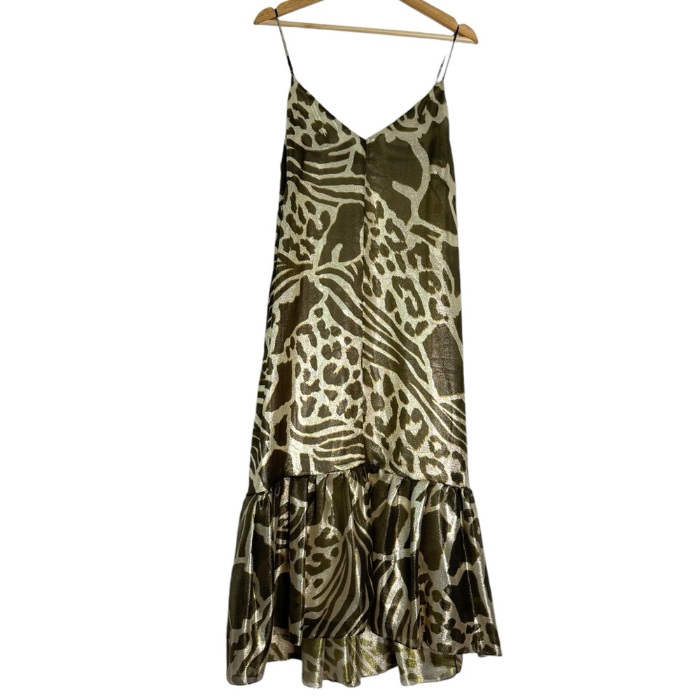 Adam‎ Lippes Ruffled Lamé Midi Dress Silk Blend - Picture 2 of 16